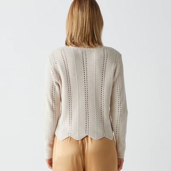 Michael Stars Lakin Cropped Crew Neck Pullover Sweater Color-Chalk, Size-LP, NWT - Picture 3 of 4